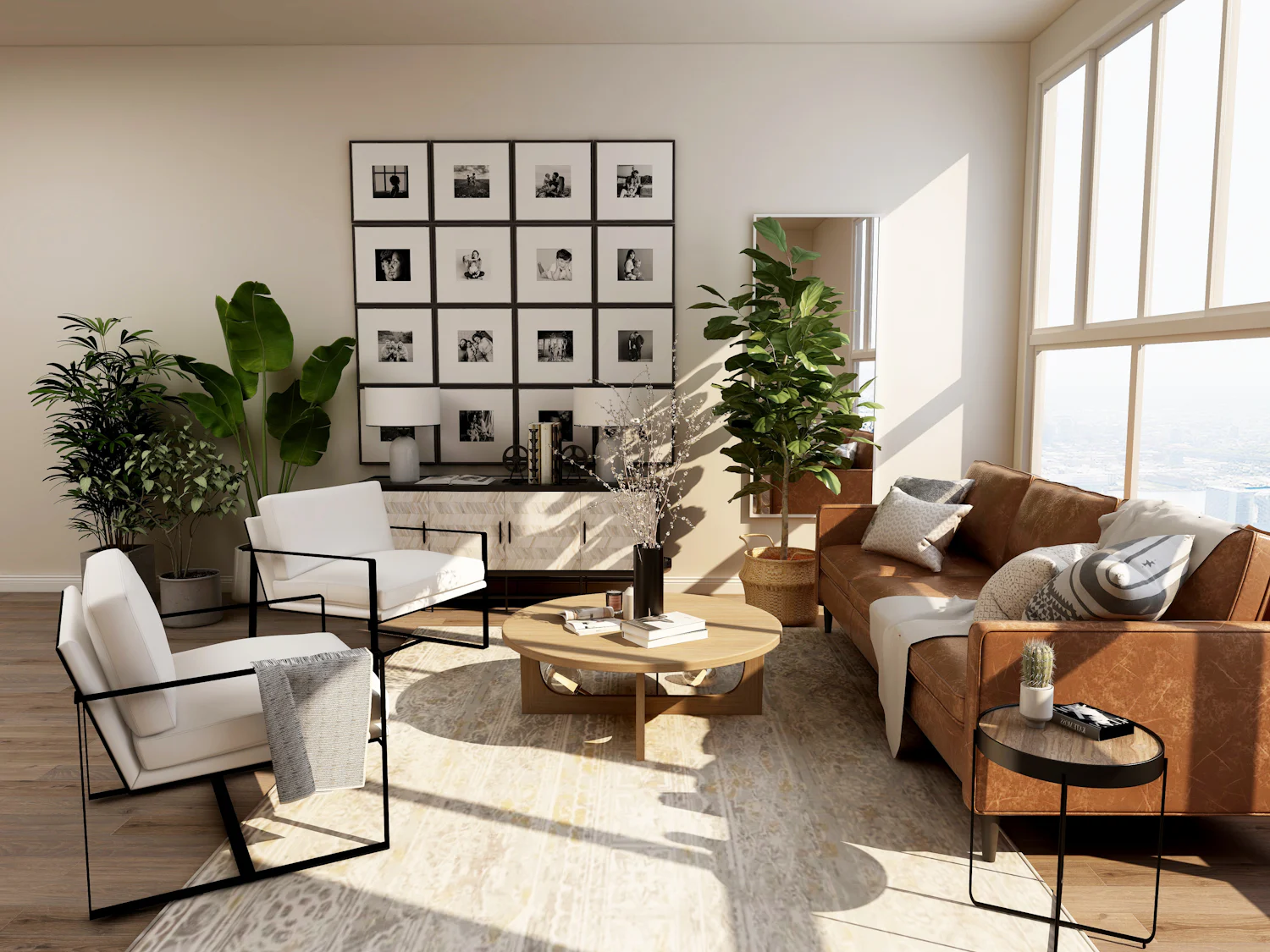 Relaxed contemporary living room after renovation